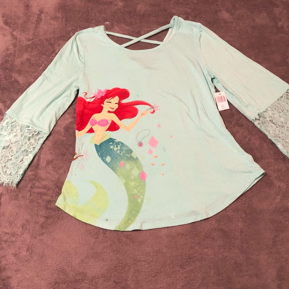 The Little Mermaid 🧜‍♀️ Lacy Sleeve Top - Size S - Picture 2 of 8